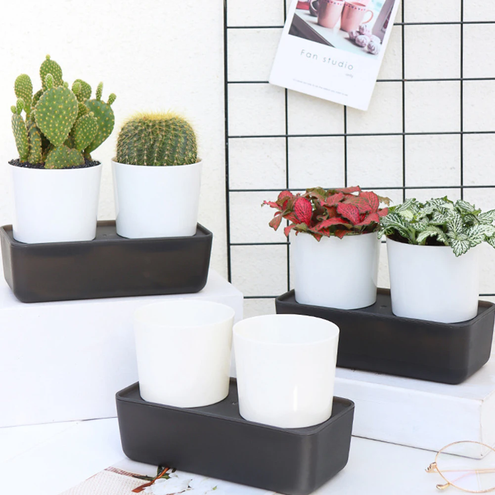

Self Watering Plant Pot Indoor Automatic Water Suction Absorbing Flowerpot Water Storage Plant With Tray For Home Tabletop Decor
