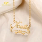 Индивидуальное текстурированное курсивное ожерелье с именем шрифта и сердцем, цепочка из нержавеющей стали под заказ, подвеска из 18-каратного золота с пластиной для женщин, ювелирные изделия