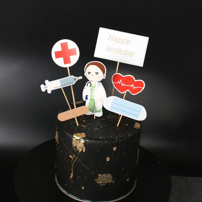 

Медсестринский докторский семейный мультяшный Топпер для кексов для медицинского персонала, торты для дня рождения
