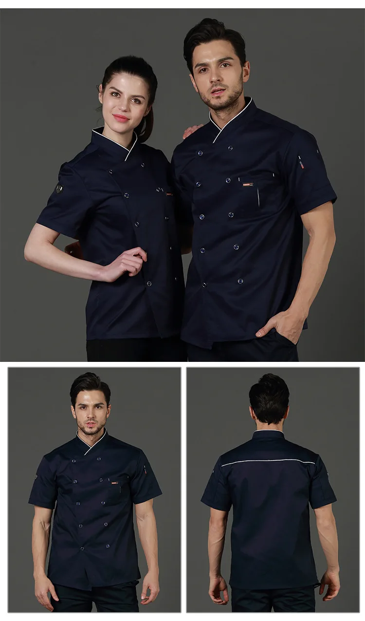 Chef Uniforms Food Service Restaurant Kitchen Workwear Women Men Short Sleeve Double Breasted Catering Jackets Tooling Uniform