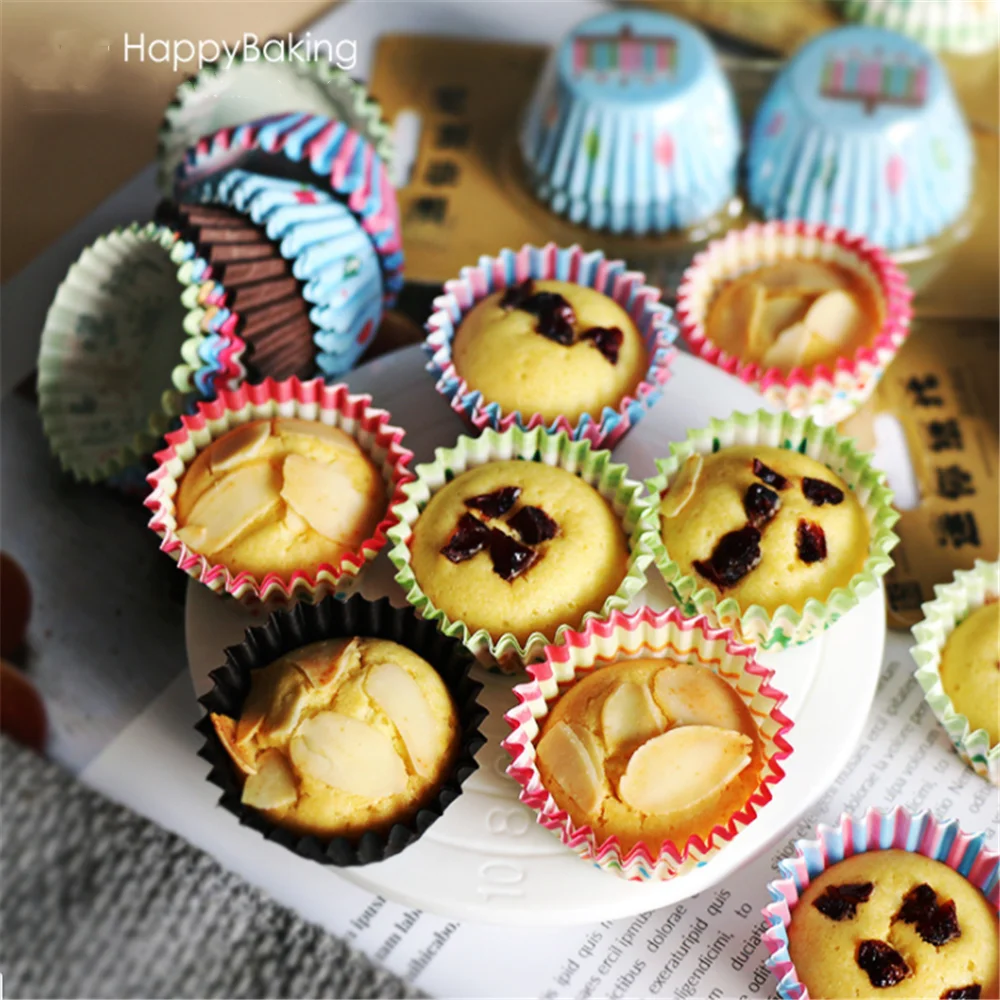 100 шт. термостойкие бумажные коробки для выпечки кексов чехол чашки Круглые