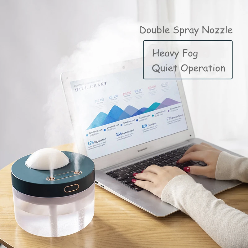 1L Wireless Ultrasonic Air Humidifier Double Nozzle Cool Mist Maker Fogger with LED Projection Lamp Home Projector Humidificador | Бытовая