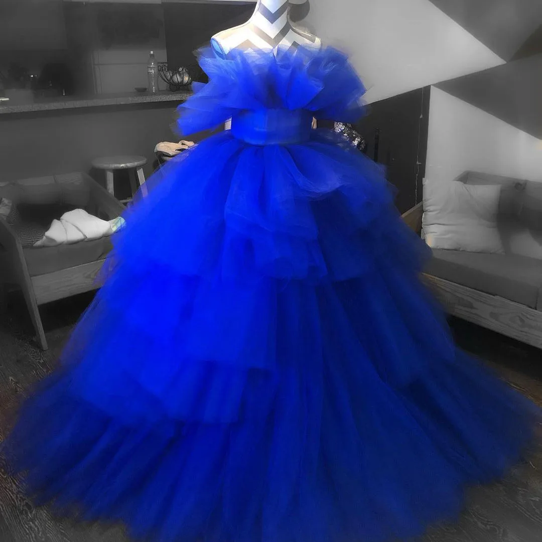 

Простые платья ярких цветов для выпускного вечера без бретелек с высокой талией женские юбки с оборками многослойное Пышное Тюлевое класси...