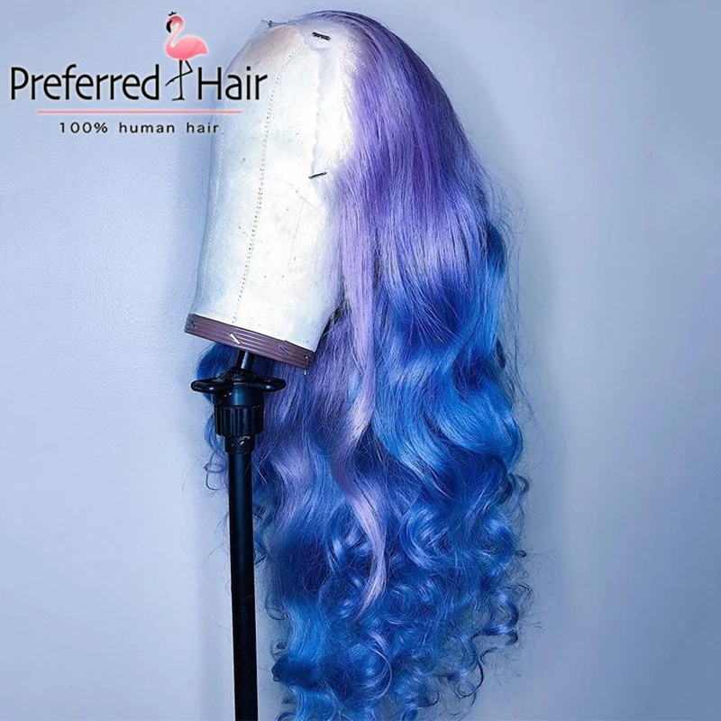 Preferred13x4 Preplucked свободный волнистый парик бразильский Омбре кружева передний Remy