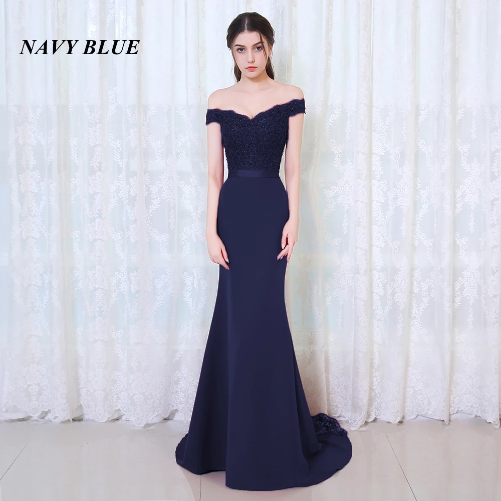 BEPEITHY Robe De Soiree Русалка бургундское длинное вечернее платье вечерние элегантные vestido de festa длинное платье для выпускного вечера с поясом - Цвет: Тёмно-синий