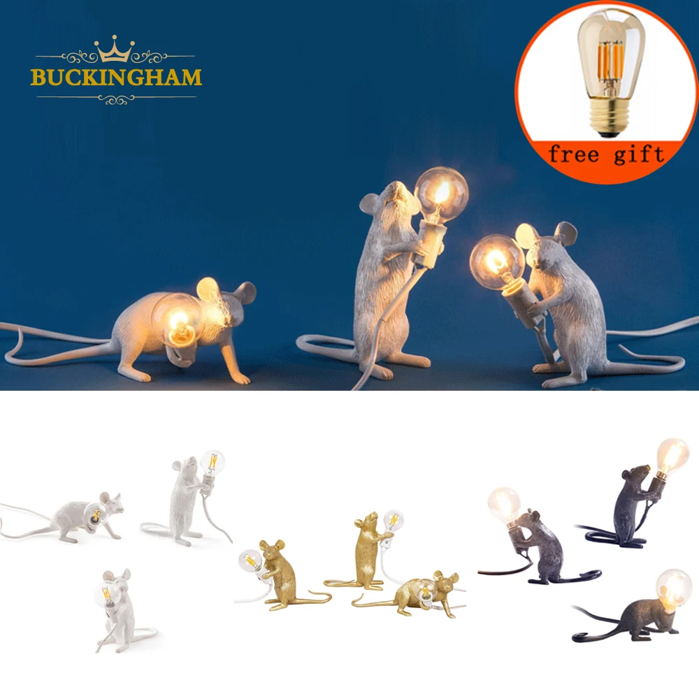 Nordic смолы стол с мышкой настольная лампа современный детской комнаты настенный