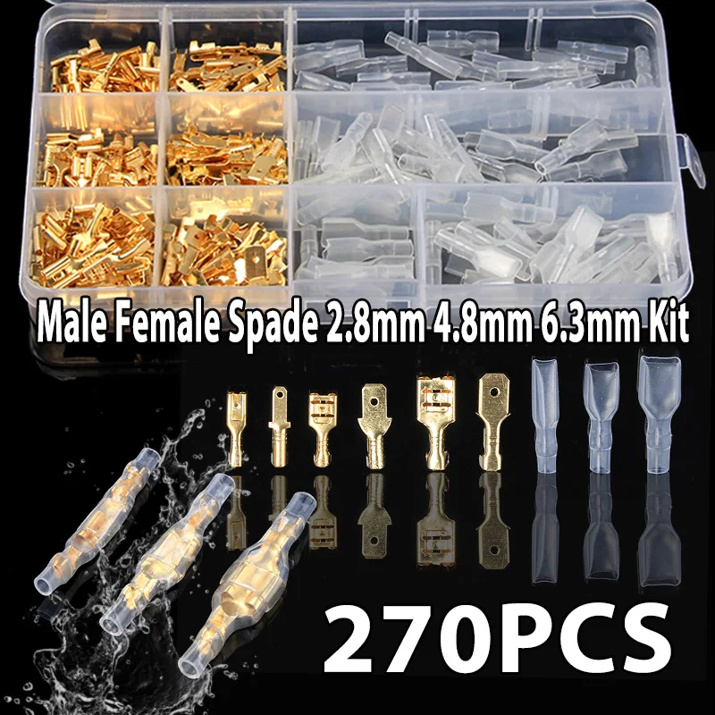 270 шт изолированные электрические провода обжимные клеммы набор 2 8/4 8/6 3 мм