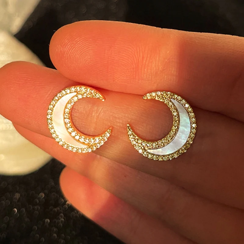

Korean Fashion Crescent Earrings for Women Temperament Charming High Quality Jewelry AAA Zircon S925 Needle Party Ins Hot Gift