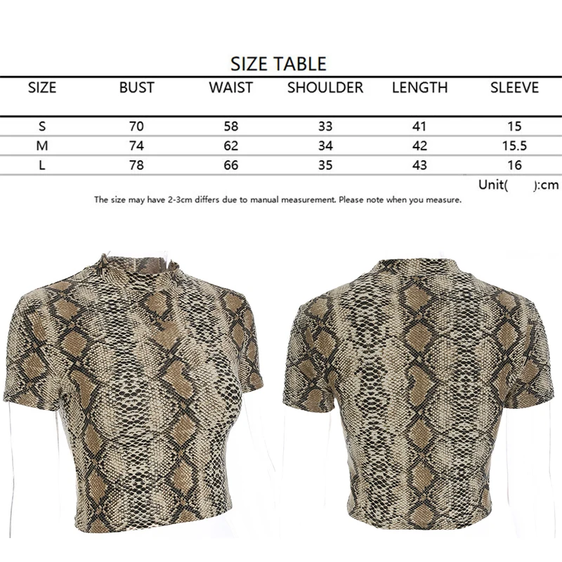 Женский укороченный топ со змеиным принтом Облегающая майка с высоким
