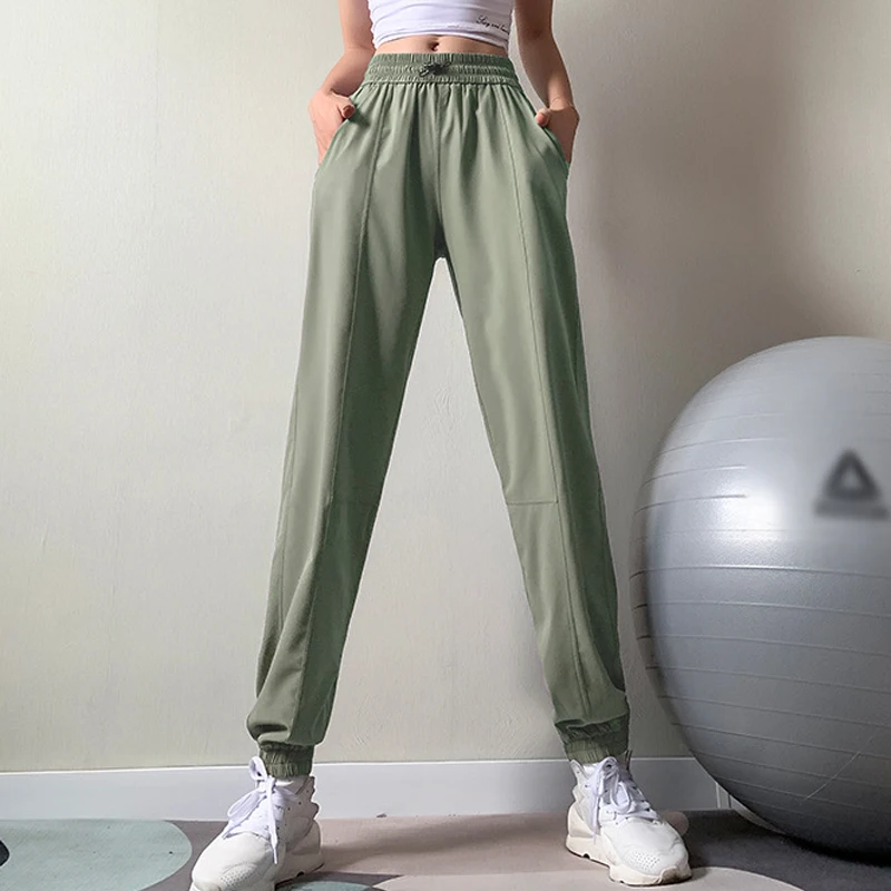 

Брюки NORMOV женские для фитнеса с высокой талией, свободные штаны с карманами для работы с инструментами, эластичные повседневные тонкие трен...