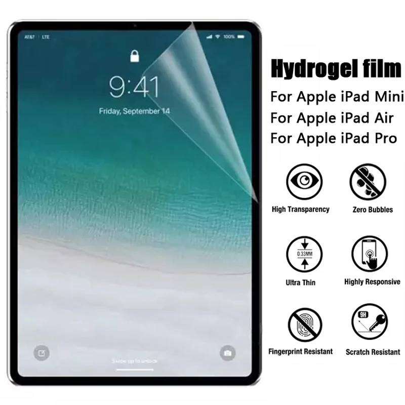 Ultra HD PET Hydrogel Soft film For iPad Air 4 3 2 1 Mini 5 6 Screen Protector For Pro 11 2021 10.5 10.9 10.2 7 8 9th Generation