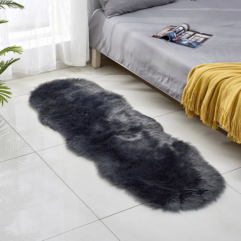

Irregular Long Soft White Faux Sheepskin Fur Area Rugs Kids Livingroom Bedroom Floor Mat Shaggy Silky Plush Carpet Faux Fur Rug