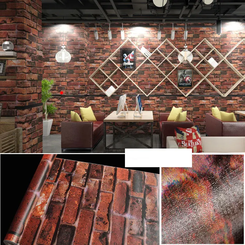

10M Home Decor 3D PVC Wood Grain Wall Stickers Paper Brick Stone wallpaper Rustic Effect Self-adhesive Home Decor Sticker Room
