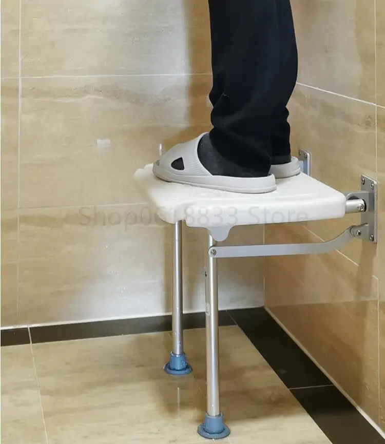 

Wall-mounted folding bathroom stool lightweight aluminum alloy elderly shower chair waterproof sturdy non slip toilet seat