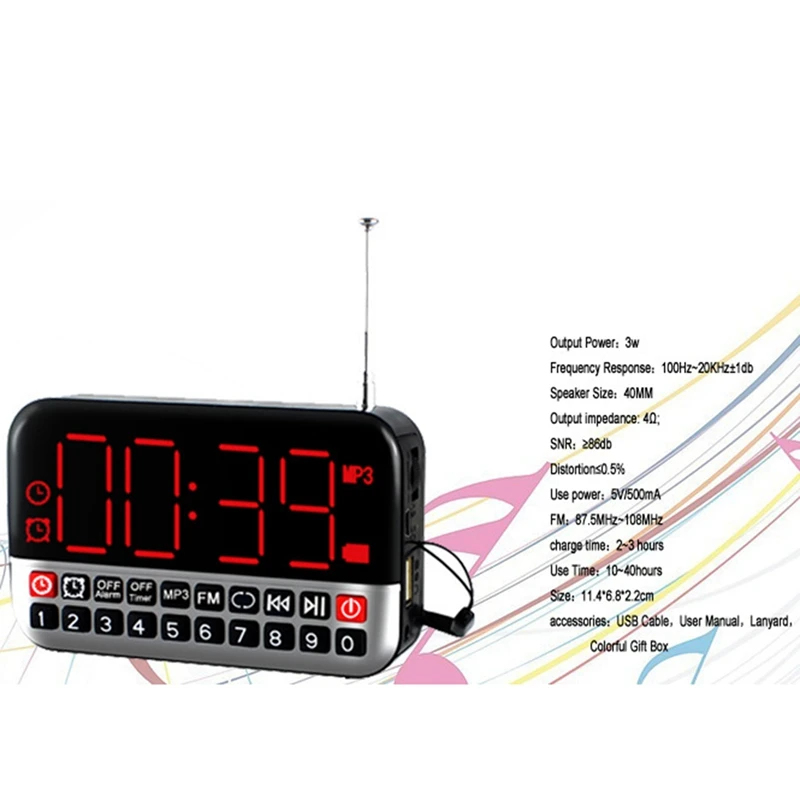 Portable FM Radio LCD Screen Loudspeaker Digital LED Alarm Clock Multi-Functional MP3 Music Speaker | Автомобили и мотоциклы