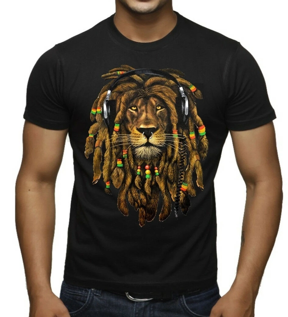 Модные новые мужские дреды Rasta Lion Dj черная футболка Jamaica Blunt Rave Tee | Мужская одежда