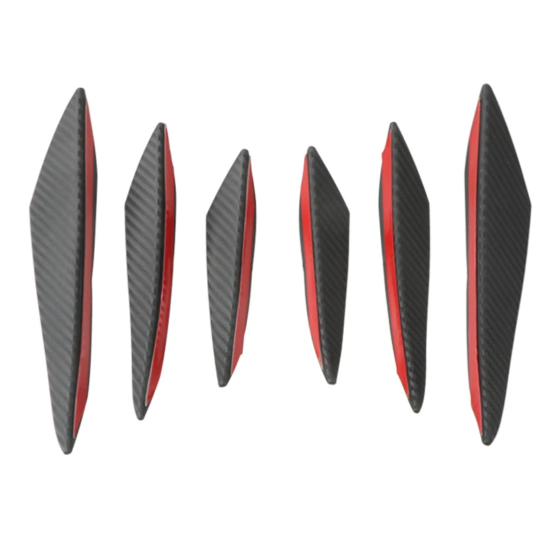 Фото 6Pcs/set Universal Car Spoiler Canards Fit Black Carbon Front Bumper Lip Splitter Fin Air Flying Spoiler Auto Body Kit Accessory №2