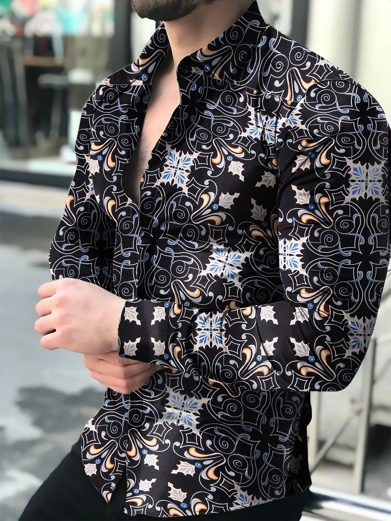 Men's shirt for men clothing social male Blouse Hawaiian long sleeve cardigan blouses and button up Luxury man wholesale 2021