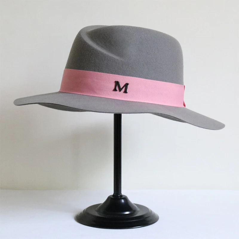 Шляпа женская с широкими полями теплая Федора из австралийской шерсти шляпа