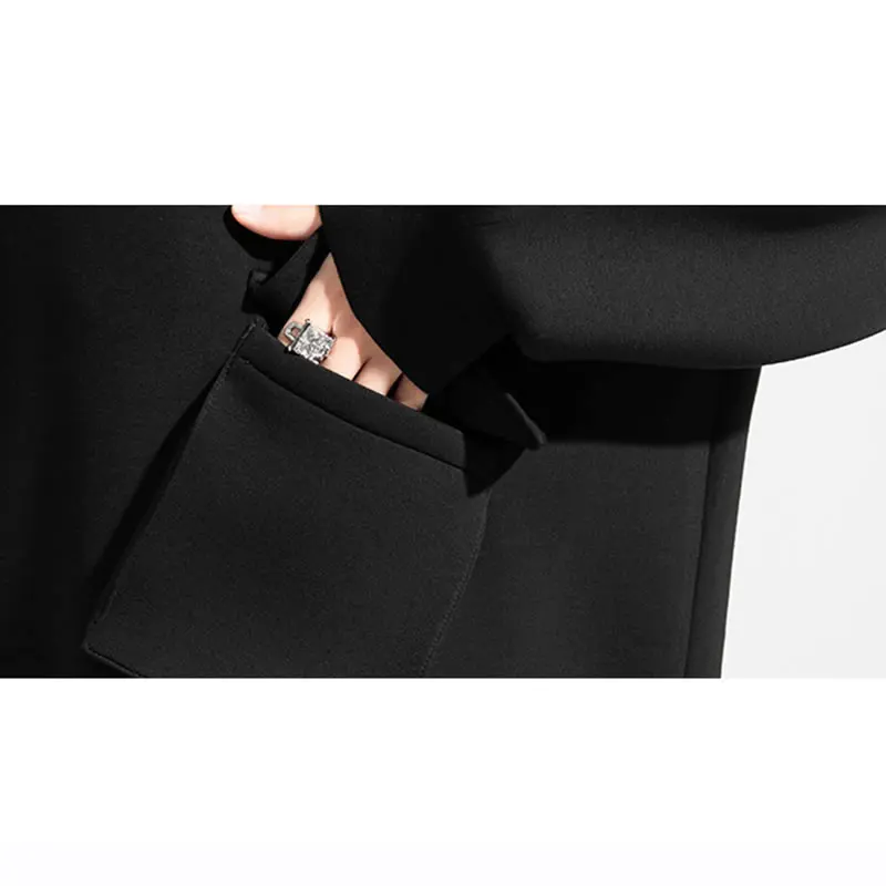 

XITAO Solid Color Turtleneck Sweatshirt Pullover Long Sleeve Minority Pockets Black 2020 Autumn and Winter New Casual DZL2326