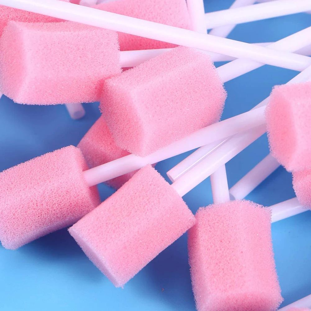

100Pcs/Set Dental Swabs Mouth Sponge Oral Swabs Tooth Cleaning Portable Disposable Pink Convenient Sterile Dental Swabsticks