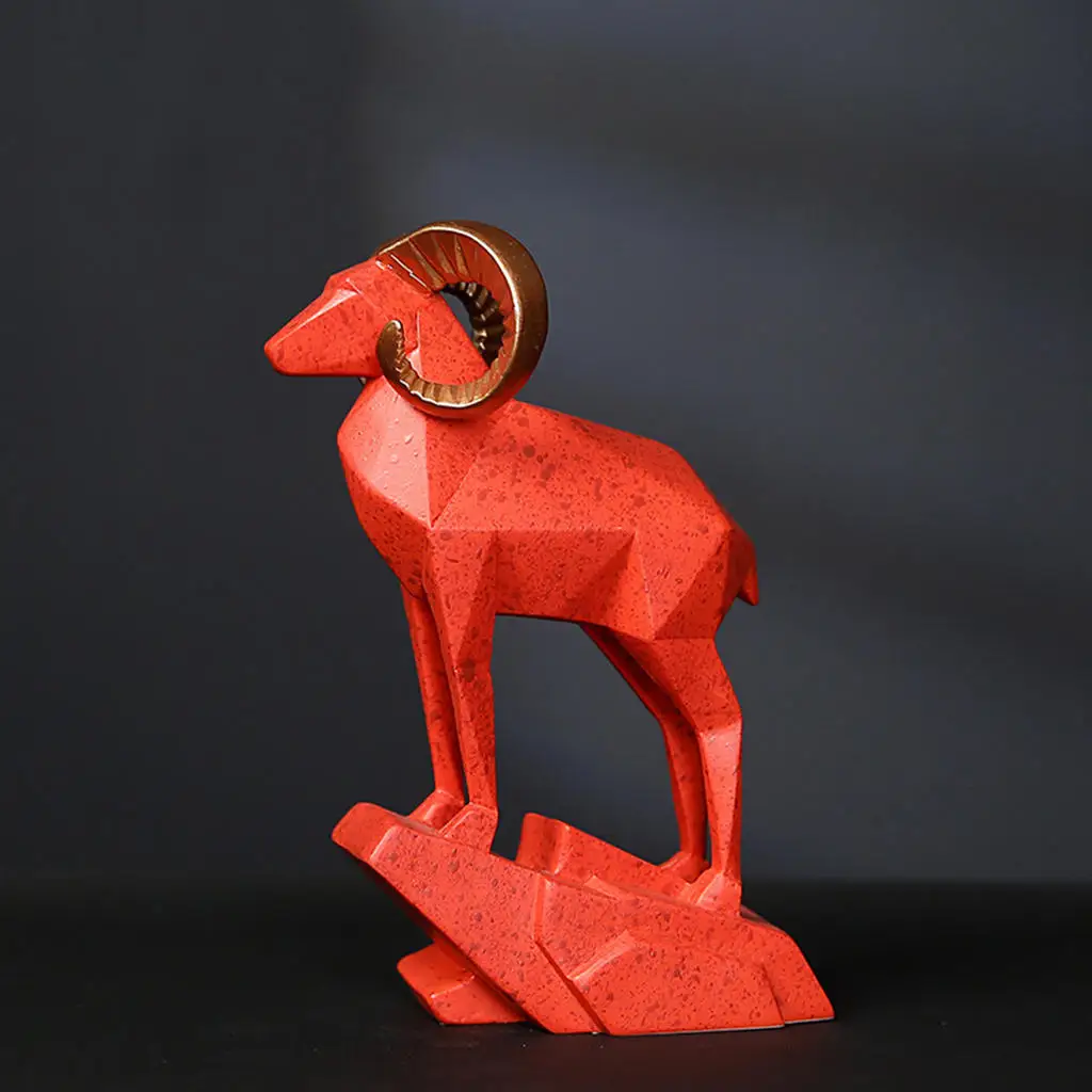 Lamb Antelope Decor Statue for Home Office Bookshelf TV Stand Decoration Resin Geometry Animal Sculpture Tabletop Crafts | Дом и сад