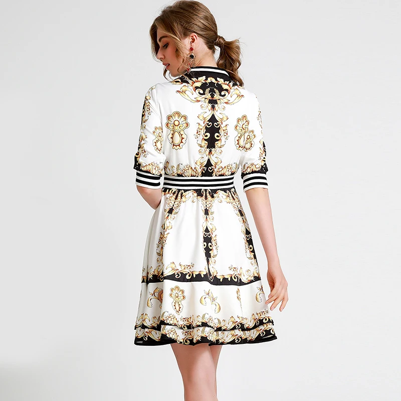 AELESEEN винтажное Золотое подиумное платье с принтом для подиума женское