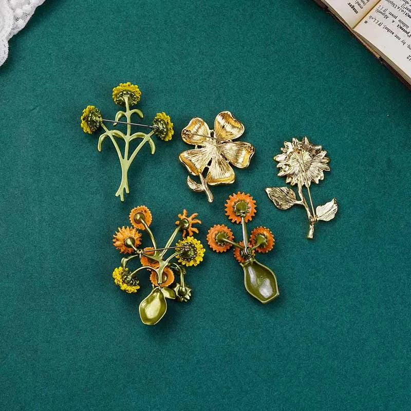 Новая дизайнерская элегантная подсолнухая ваза-кардиган булавка-брошь