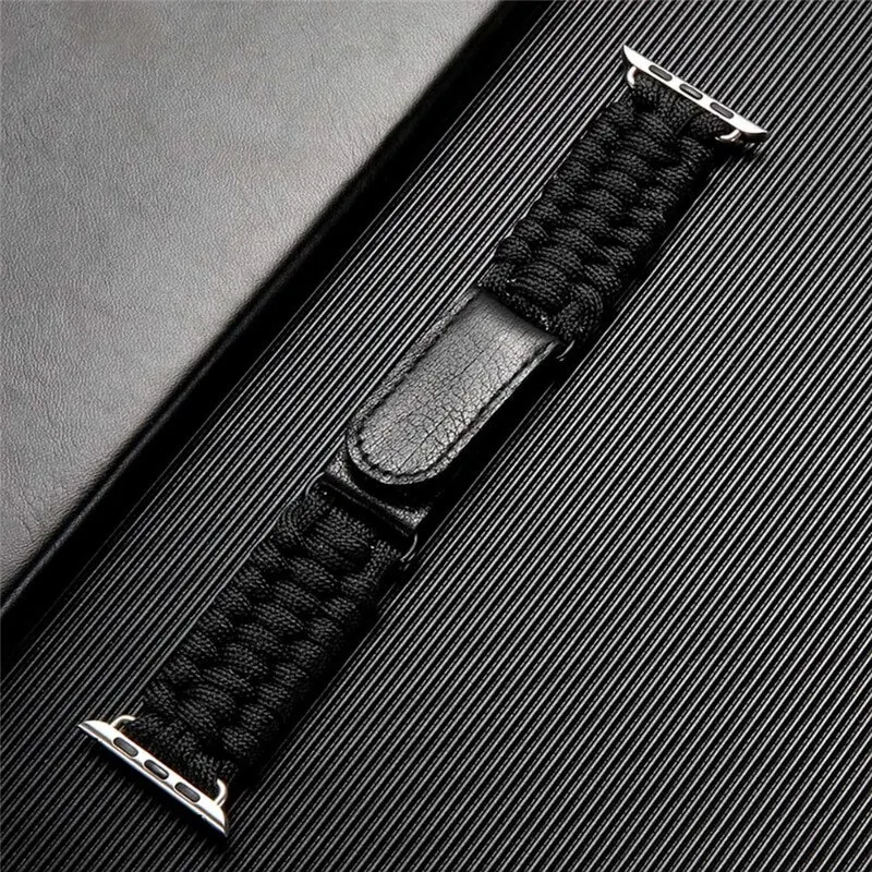 Ремешок для часов apple watch band 44 мм 38 42 наружная кожаная застежка веревочный браслет