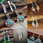 Серьги-гвоздики женские, с металлическими листьями и жемчугом