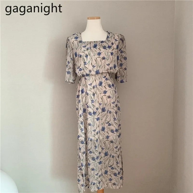 Женское шифоновое платье Gagagnight длинное с коротким рукавом в Корейском стиле