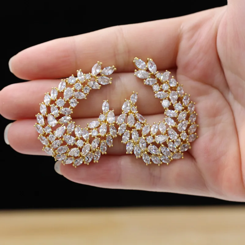 Золотые Подвесные серьги Дубай 18 карат ювелирные из розового золота с кисточками