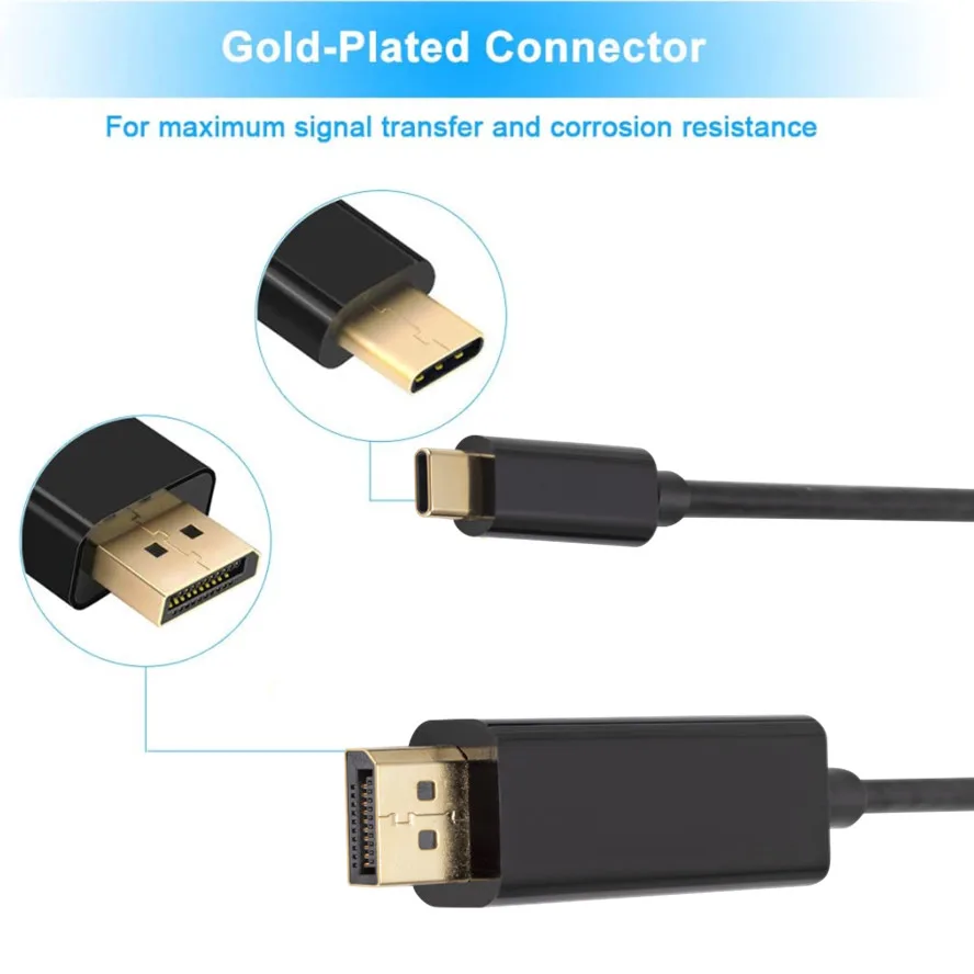 USB C для DisplayPort 4K @ 60HZ Thunderbolt 3 to DP Для MacBook Pro 2019/2018 ipad pro Surface Book Dell XPS Sumsang S10 Note 9 Dex |