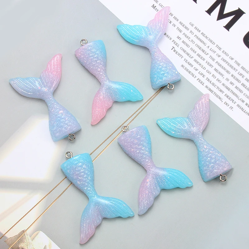 10 шт. Разноцветные Подвески из смолы с хвостом русалки ручной работы подвесные