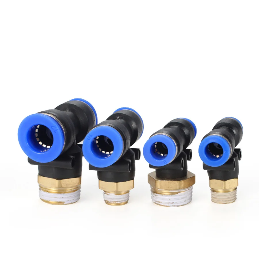Пневматические аксессуары 1/8 &quot1/4" 3/8 &quot1/2" BSP Male x Fit 4/6/8/10/12 мм OD Tube Tee 3 Way Push In Air