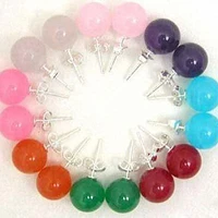 charming multicolor chalcedony jades stone 10mm round loose beads making woman earring 8sets bv114