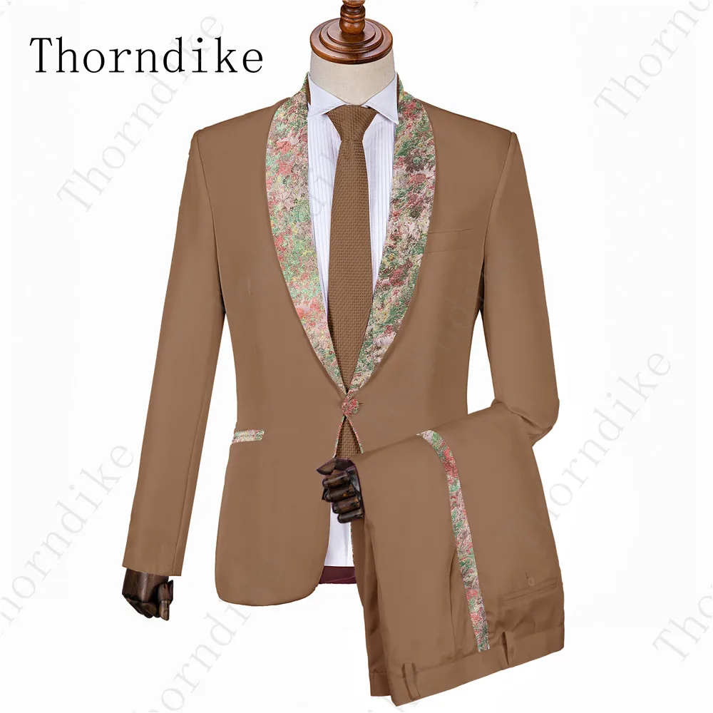 suit 5 Thorndike костюм Homme Mariage, 2 предмета, мужской костюм для свадьбы, выпускного вечера, вечерние костюмы серого цвета с жаккардовым шалевым отворотом(пиджак+ брюки+ галстук - Color: suit 5