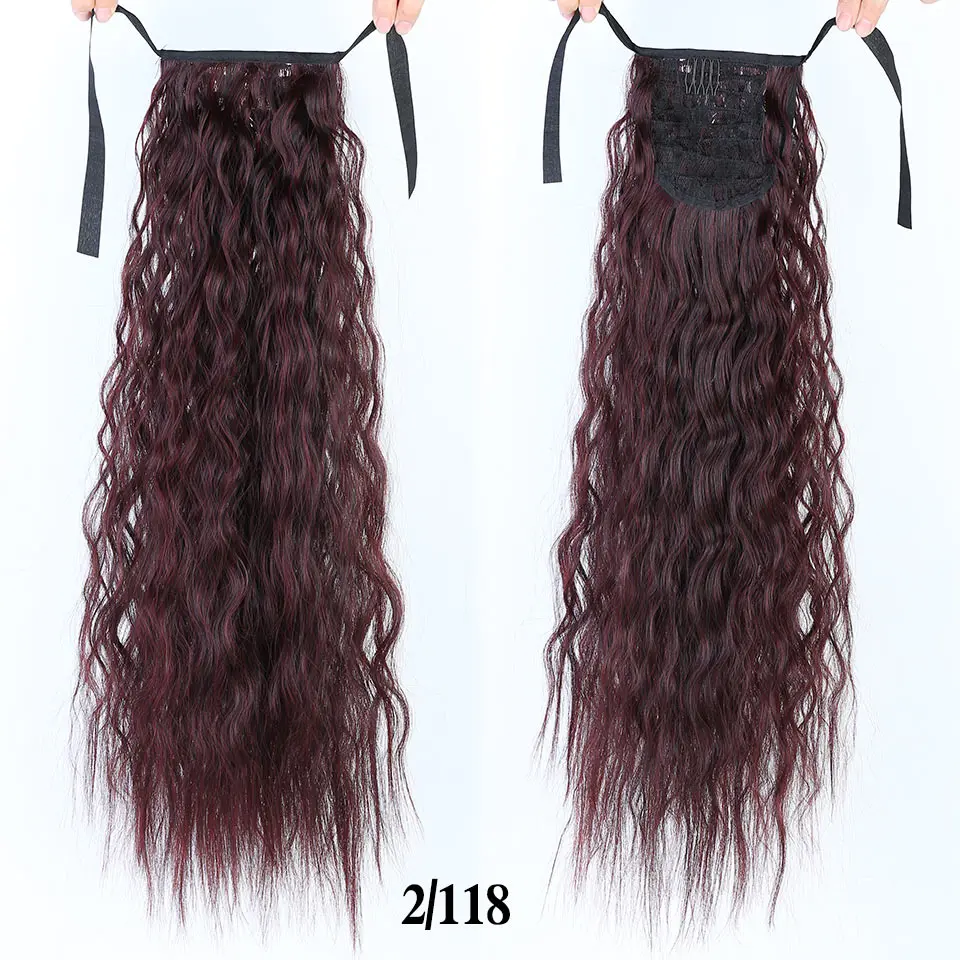 Lupu 22 дюйма длинные кукурузные завитые кулиски для женщин синтетические темно