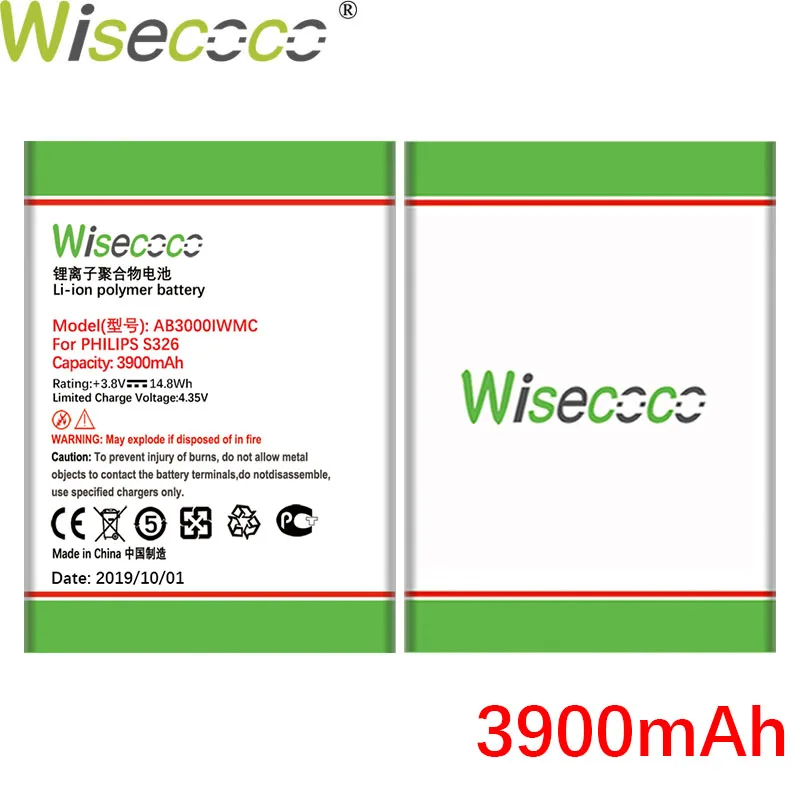 WISECOCO 3900 мАч AB3000IWMC батарея для Philips XENIUM S326 CTS326 мобильный телефон последняя продукция батарея+ код отслеживания