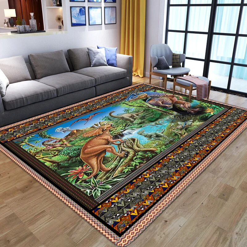 

Ковер в скандинавском стиле с 3D рисунком, животные, мир, динозавры, искусственный ковер для гостиной, спальни, мягкий фланелевый Домашний напольный коврик