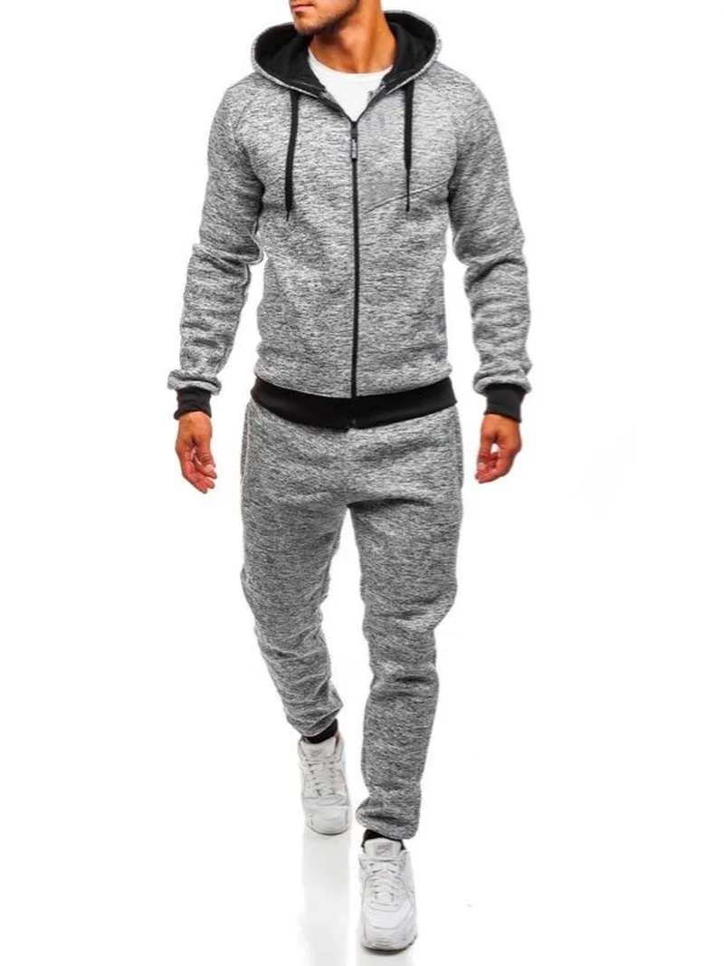 ZOGAA Plus Size Mens Sports Suit Casual Solid Streetwear Men Tracksuit 2 Piece Set Pants and Tops Gym Jogger Track for | Мужская одежда