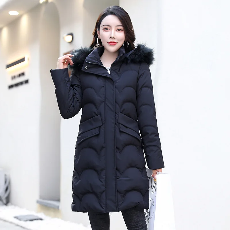 New Arrival Women Winter Jacket Thick Warm Parkas Ladies Fur Collar Hooded Cotton Coat Female Stylish Outerwear Brand Clothing