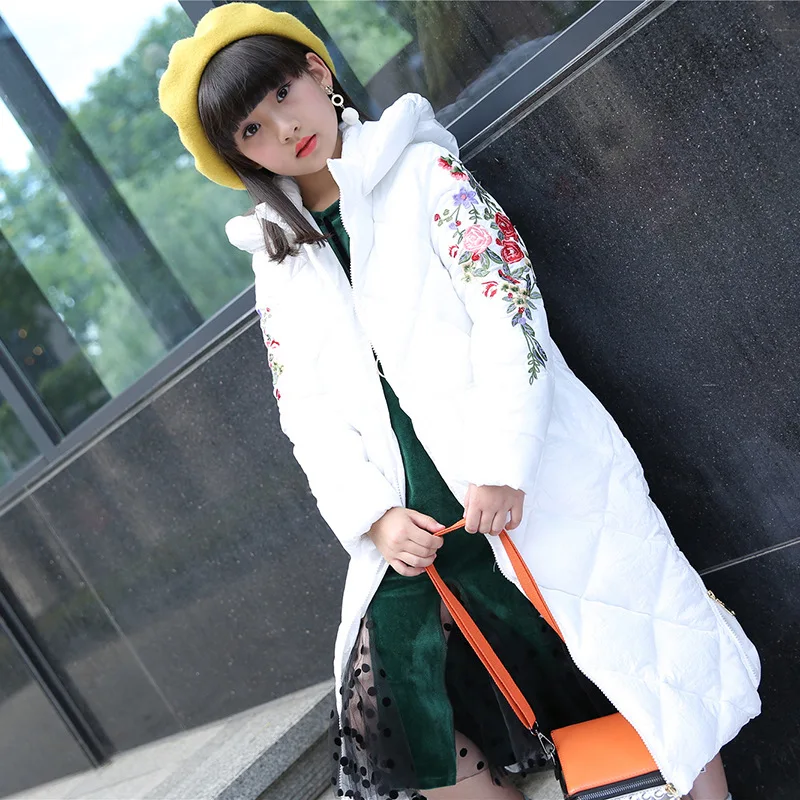 -30 русских девушек длинное шерстяное пальто с принтом и вышивкой Зимняя Детская