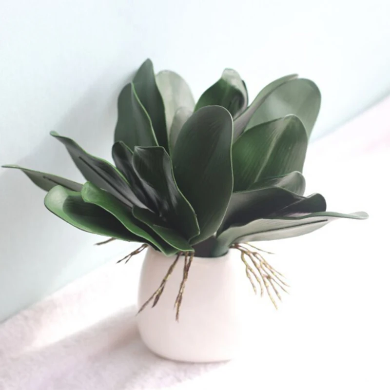 

Artificial Butterfly Orchid Silk Leaf Flowers Decoration Thick Realistic Leaves