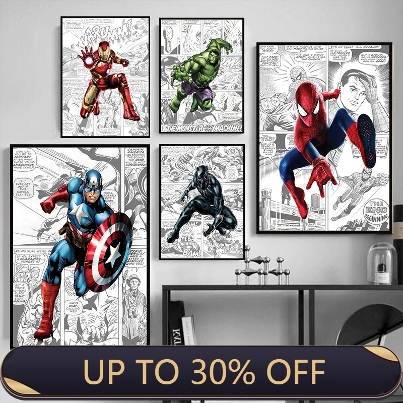 Картина на холсте Капитан Америка настенные плакаты и принты Человека паука для