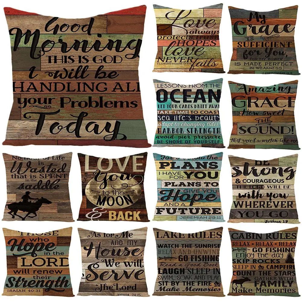 Винтажный мягкий чехол для подушки с буквенным принтом дом автомобиль диван