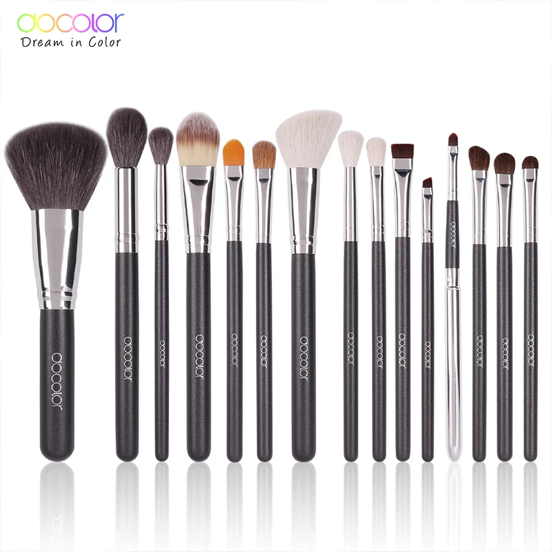 Docolor 29PCS Набор кистей для макияжа Профессиональный набор косметических кисточек Набор косметики высокого качества с натуральной щетиной для макияжа - Handle Color: 15pcs only brush