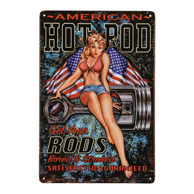 

American Hot Rod Pin Up Retro Sign Garage Bar Pub Vintage Wall Decor