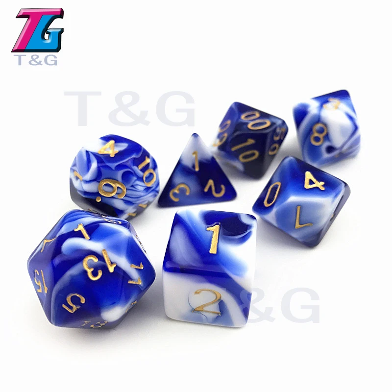 Децидер прозрачный и белый цвет игральные кости D4-D20 для ролевых игр партии игрушки 7 цветов