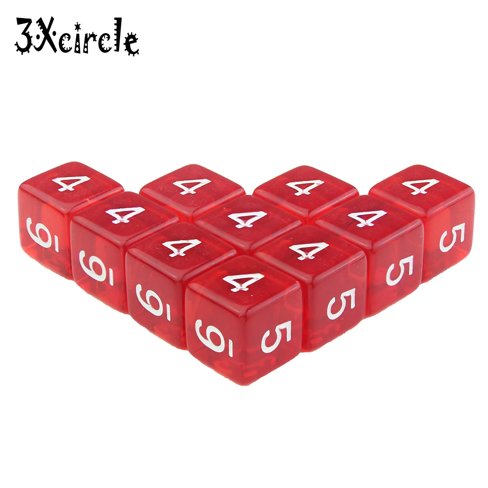Brand New 10PCS Transparent D6 Dice Games Dices 7 Colors Desktop Game Pieces for Dnd rpg | Спорт и развлечения